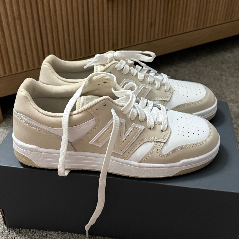New Balance Cream and White Athletic Shoes